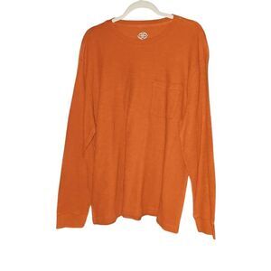 St . John's Bay Men's Cotton longsleeve Henley Shirt. Color rust orange. Size XL